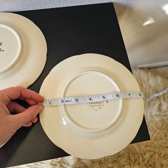 2 Vintage Franciscan Earthware Dinnerware Ceramic Hand Painted Apple Plates - Picture 4 of 6